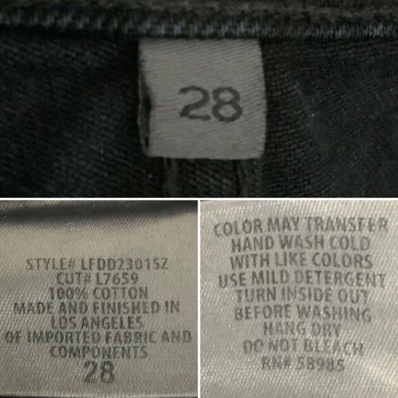 LF The Brand Cut-off Shorts Button-fly Red Zip Detail Black 28 - Picture 4 of 8